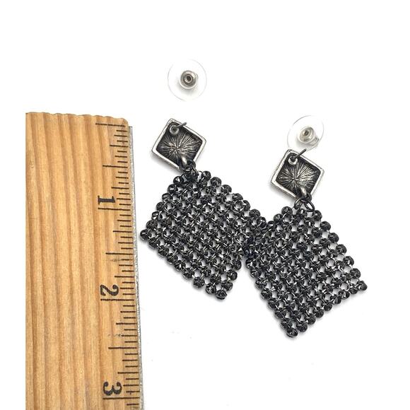 PARK LANE MESH Earrings Dangles Gun Metal Silver Tone New Old Stock Vintage - Picture 4 of 8